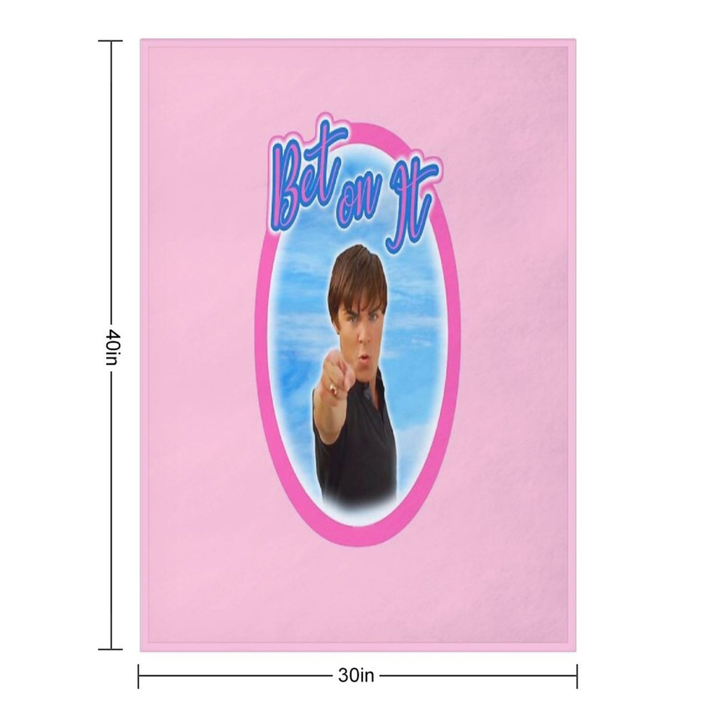 Troy Bolton Says Bet On It High School Musical Zac Efron Fan Art Sustainable Throw Blanket