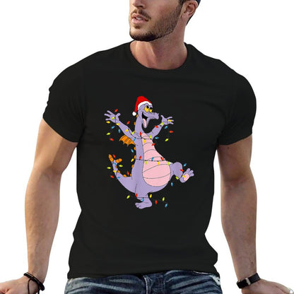 Funny Cute Dragon Figment Lights Christmas Santa Gift  Polyester Blend T-Shirt