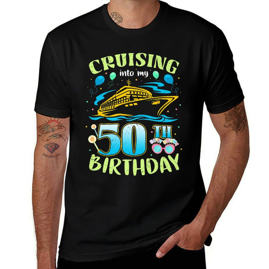 Cruising Into My 50 Year Old Birthday Crew 50th Cruise Premium  Polyester Blend T-Shirt