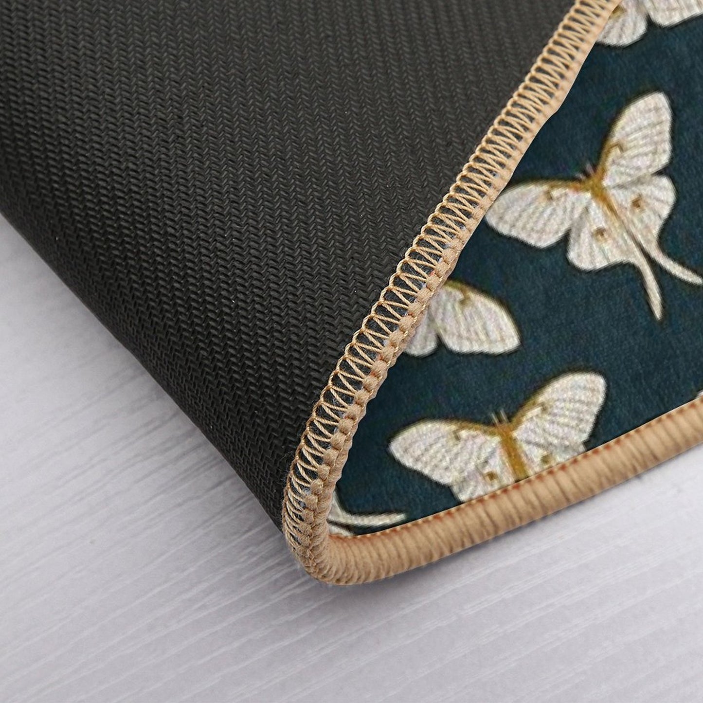 Luna Moth - Gold on Dark Teal  Easy To Clean Bath Mat