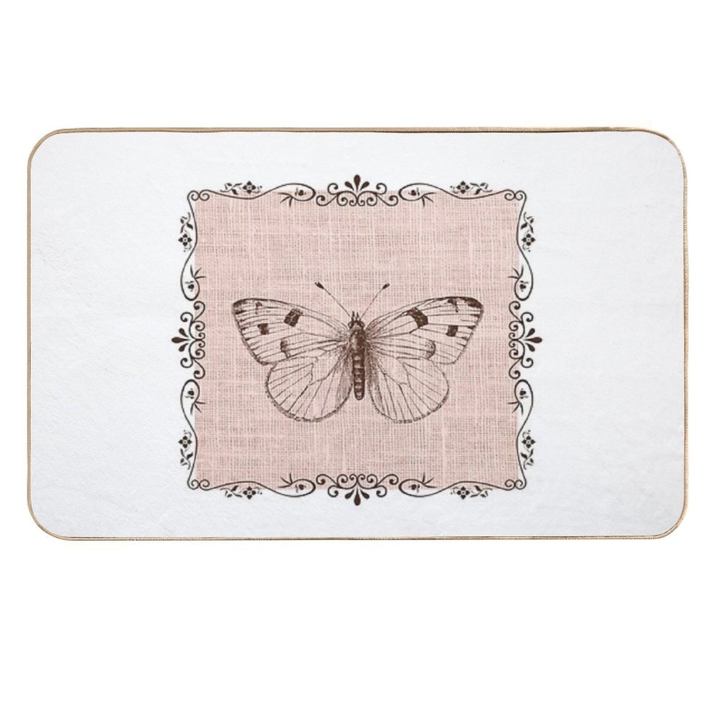 Natural Linen Art  Easy To Clean Bath Mat