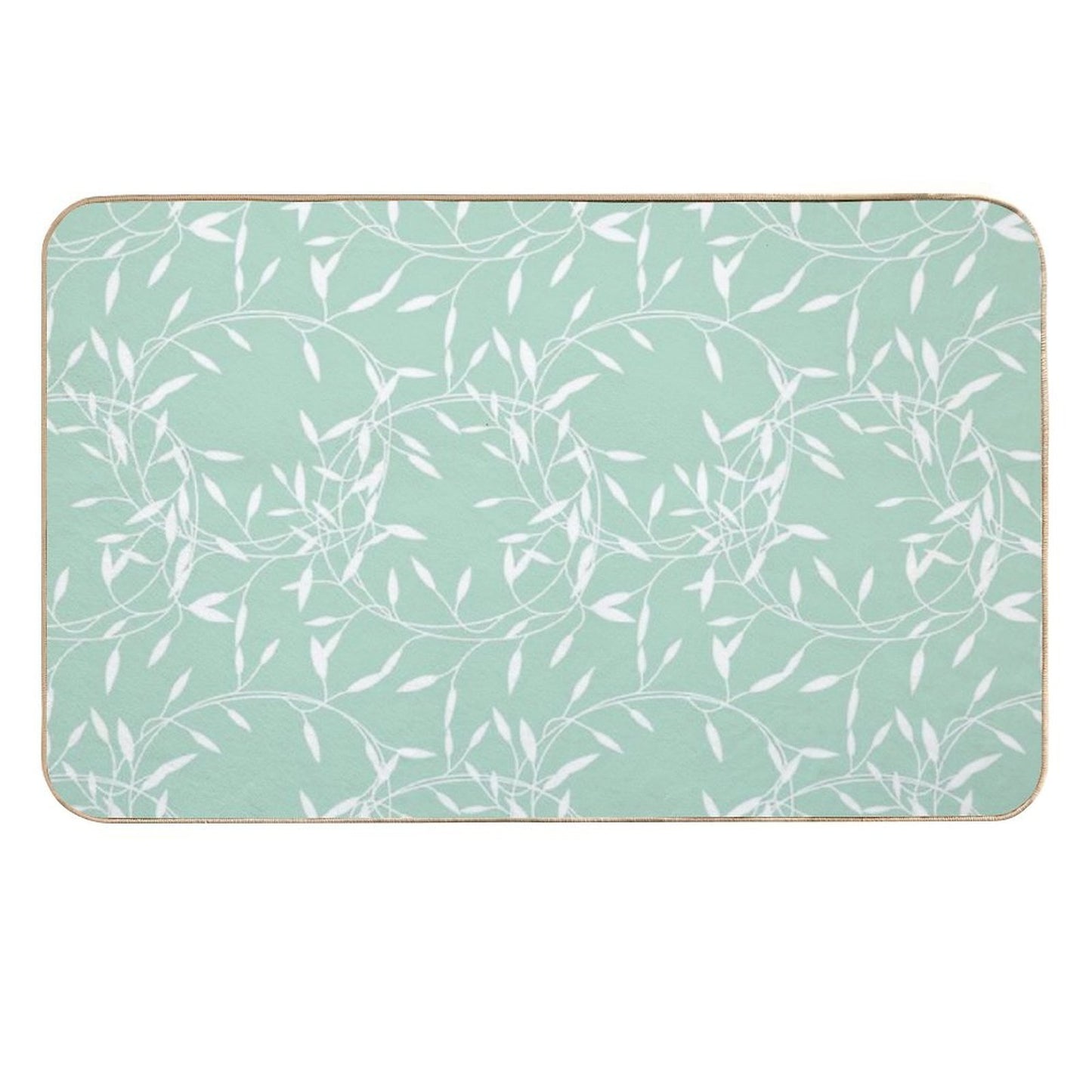 Organic Pattern - Pastel Green Background with White Details  Multi-Purpose Bath Mat