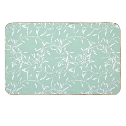Organic Pattern - Pastel Green Background with White Details  Multi-Purpose Bath Mat