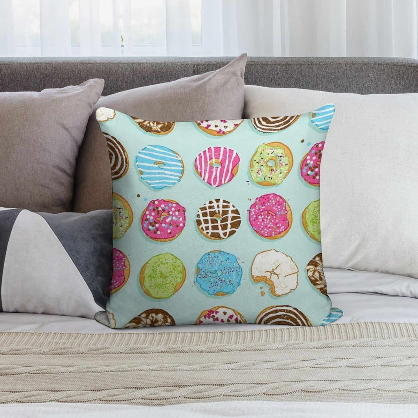 Sweet Donuts Soft Ultra-Soft Texture Throw Pillow