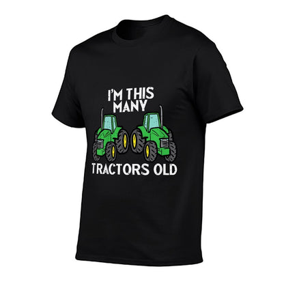 Kids 2nd Birthday Im This Many Tractors Old 2 Toddler Boys Kids  Summer-ready Fabric T-Shirt