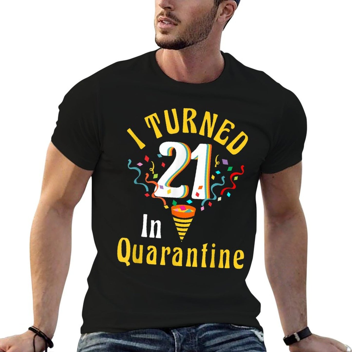 I Turned 21st in Quarantine Retro Tshirt-21st Birthday Women  Polyester Blend T-Shirt