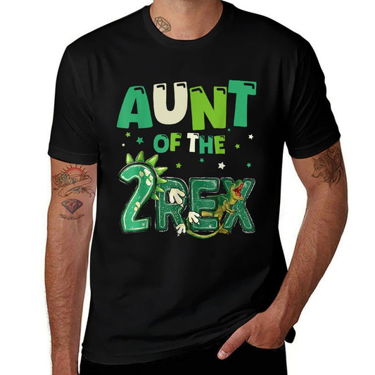 Aunt of The Two Rex Birthday Dinosaur Family Matching  Heathered Texture T-Shirt