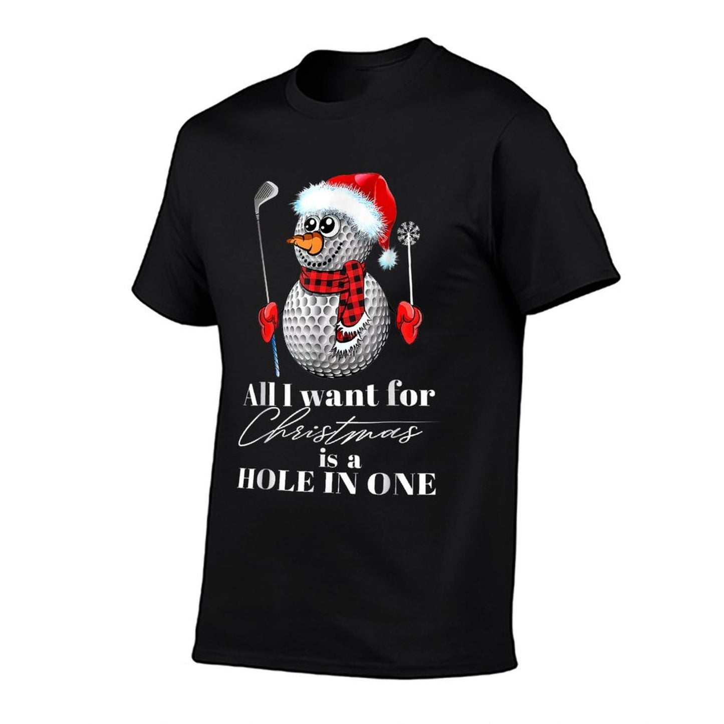 I Want For Christmas Is A Hole In One Golfs Ball Snowman Fun  Heathered Texture T-Shirt