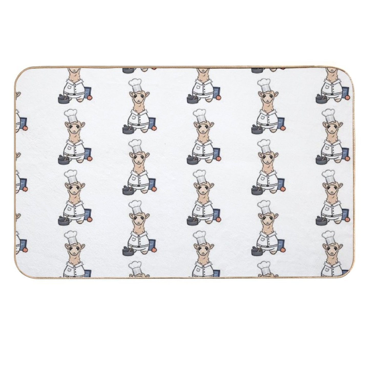 Chef Llama- Cute Cooking Animal Illustration for Foodies & Animal Lovers  Pet-Safe Bath Mat