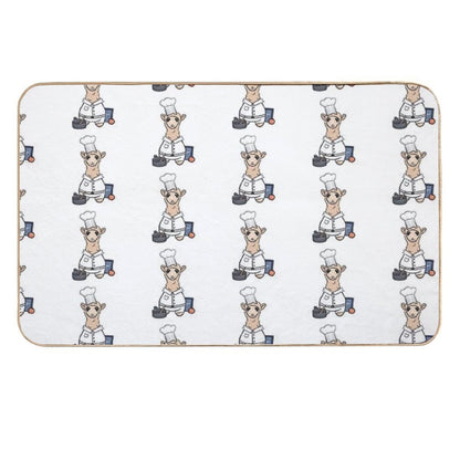 Chef Llama- Cute Cooking Animal Illustration for Foodies & Animal Lovers  Pet-Safe Bath Mat