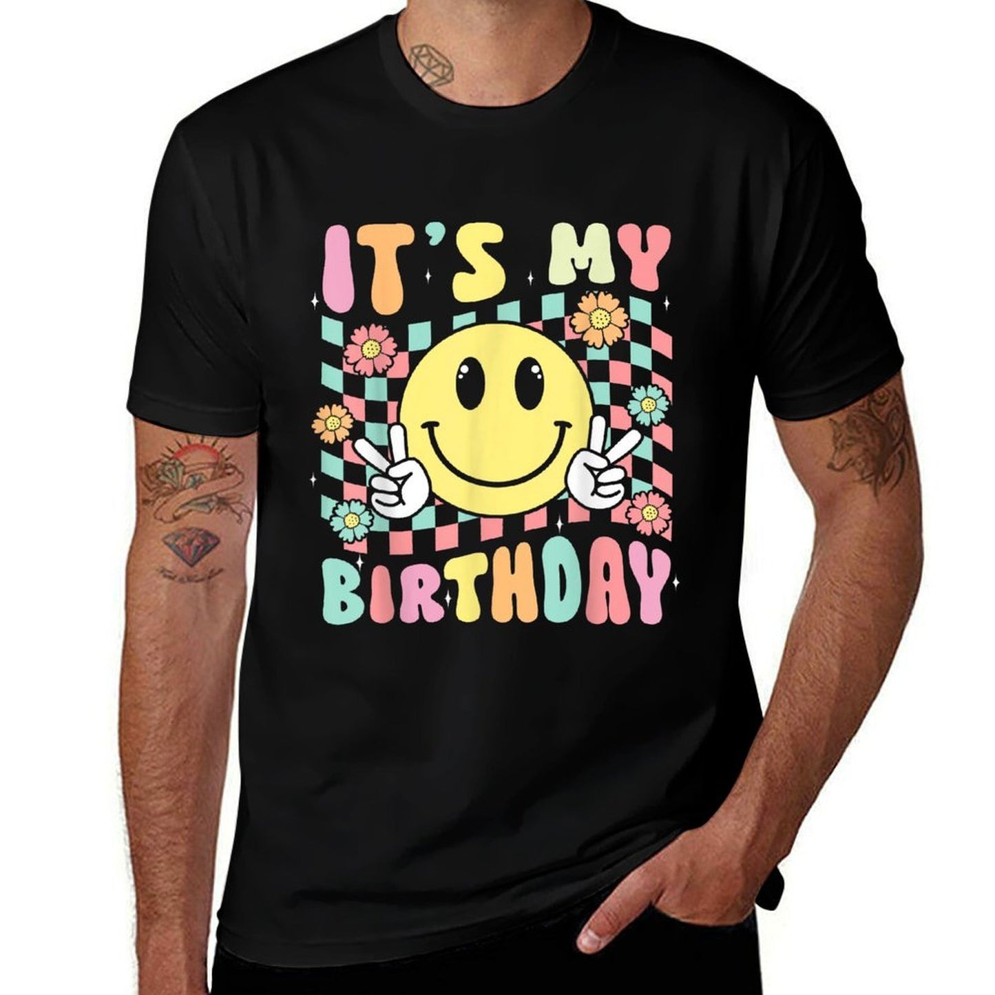 Groovy It's My Birthday Retro Smile Face Bday Party Hippie  Classic T-Shirt
