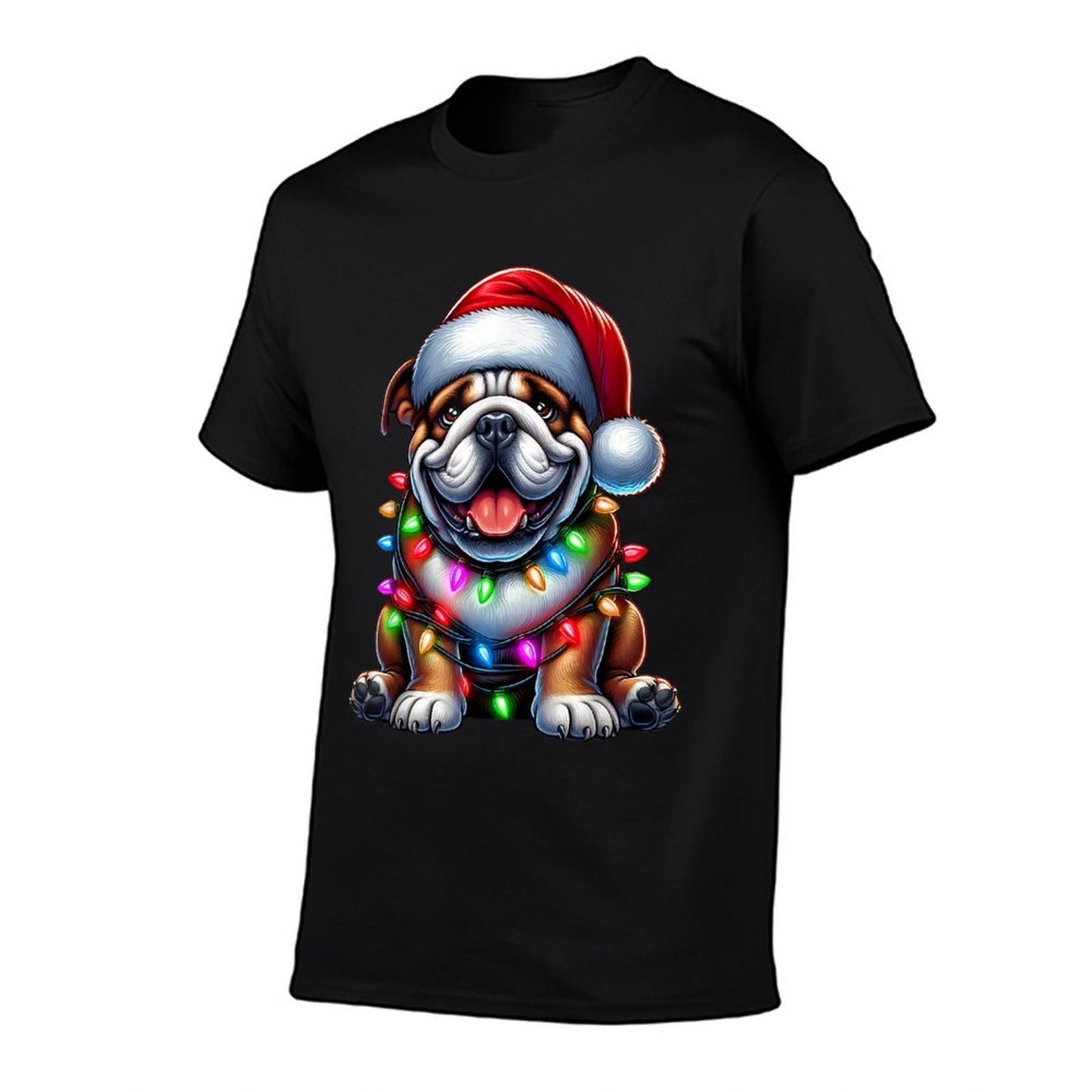 English Bulldog Christmas Tree Lights Xmas Pajama Dog Lover  Odor-resistant T-Shirt
