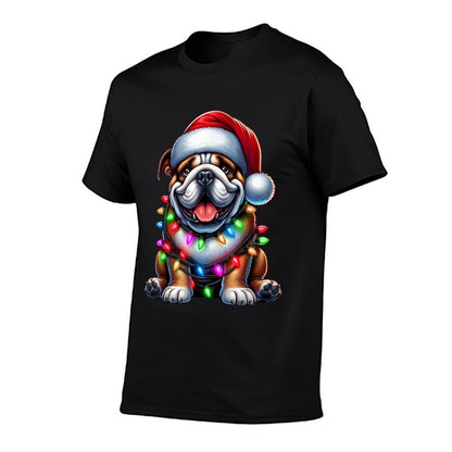 English Bulldog Christmas Tree Lights Xmas Pajama Dog Lover  Odor-resistant T-Shirt