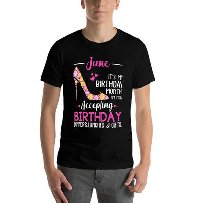 June It's My Birthday Month Tshirt Women Mom Wife Gifts  Polyester Blend T-Shirt