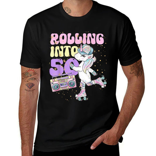 50th Birthday Roller Skate Party Unicorn Retro 90s Skating  Soft T-Shirt