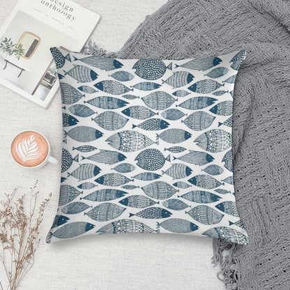 Blue Fish White Soft Warmth Comfort Throw Pillow