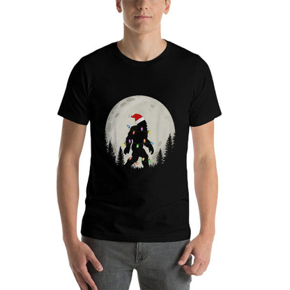 Funny Christmas Bigfoot Santa Hat Moon Sasquatch Kids Mens  Eco-friendly Material T-Shirt