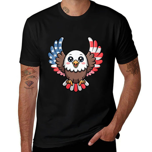 Womens Cute Bald Eagle Kawaii USA Wings 4th of July Kids Comfortable T-Shirt
