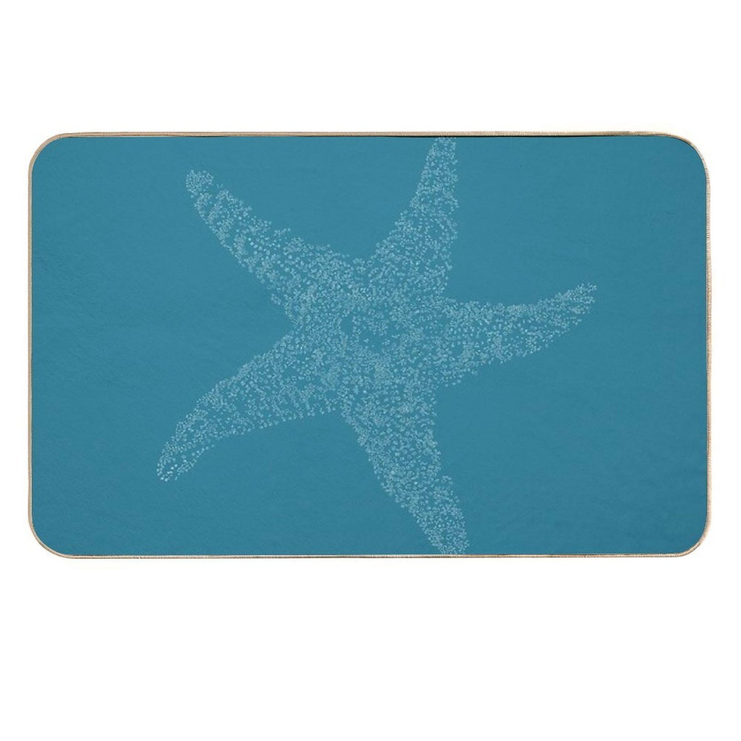 Starfish Bliss - White on Dark Teal  Non-Slip Bath Mat