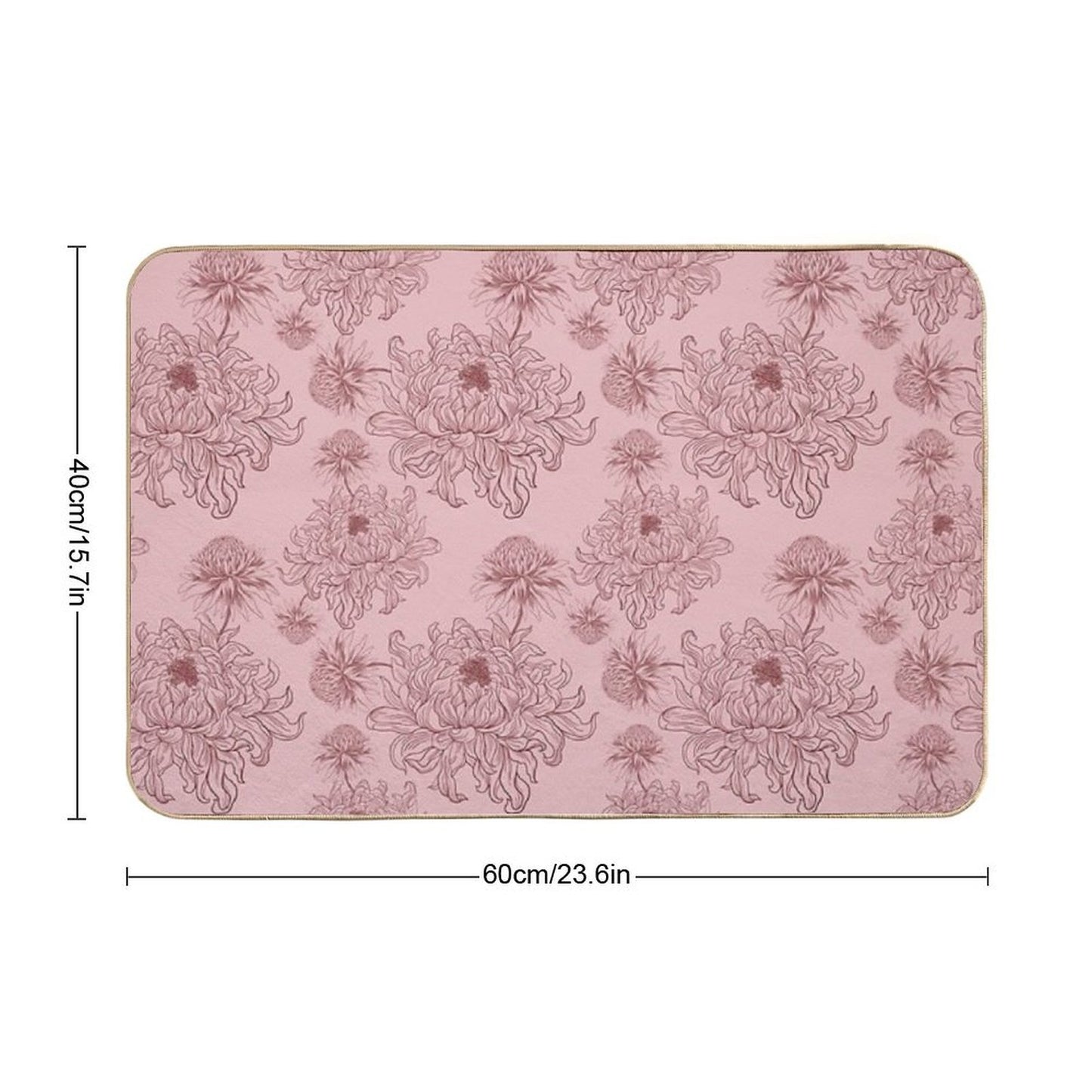 Vintage Floral Pattern on Soft Pink Background  Pet-Safe Bath Mat