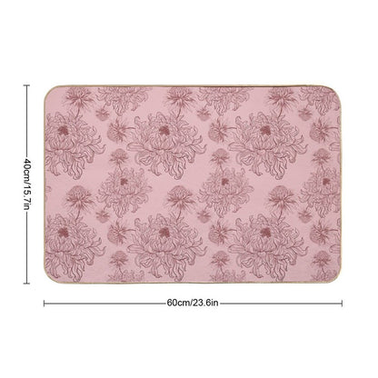 Vintage Floral Pattern on Soft Pink Background  Pet-Safe Bath Mat