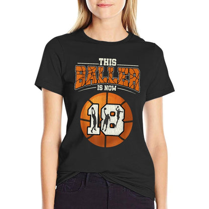 Basketball 18th Birthday Girl Boy Bball 18 Years Old  Heathered Texture T-Shirt