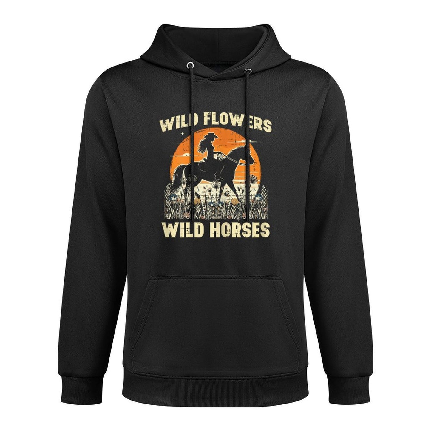 Wild Flowers Horses Cowgirl Retro Rodeo Girls Kids Women Adjustable Hood Hoodie