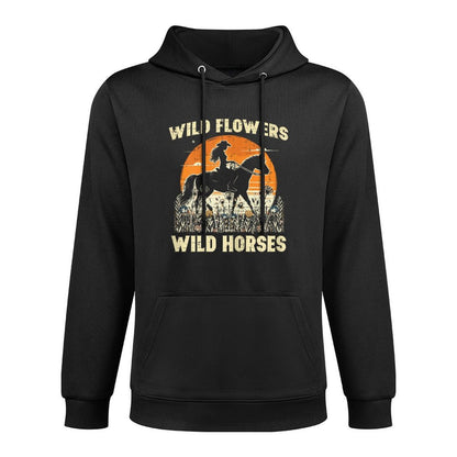 Wild Flowers Horses Cowgirl Retro Rodeo Girls Kids Women Adjustable Hood Hoodie