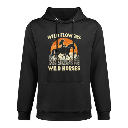 Wild Flowers Horses Cowgirl Retro Rodeo Girls Kids Women Adjustable Hood Hoodie
