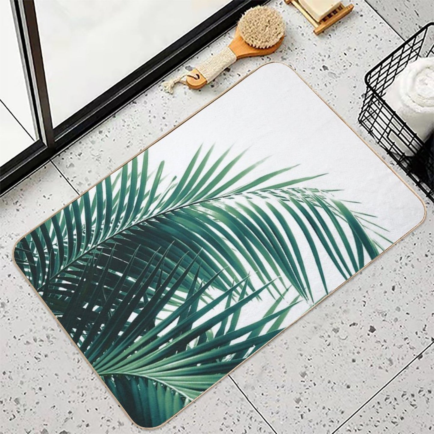 Palm Leaves Green Vibes #6 #tropical #decor #art  Eco-Friendly Bath Mat