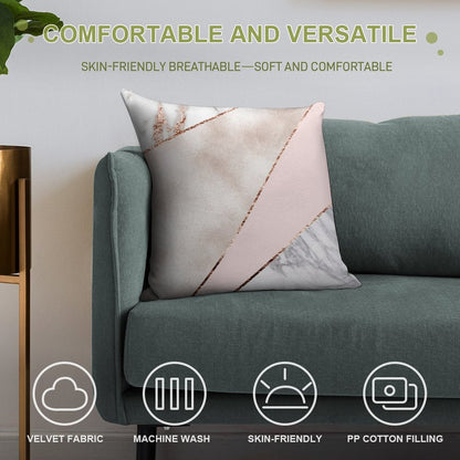 Spliced Mixed Rose Gold Marble Soft Fade-Resistant Throw Pillow