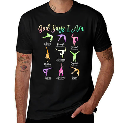 God Says I Am Cartwheel Gymnastic Christian Girls Religious  Moisture-wicking T-Shirt