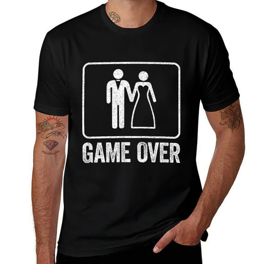 Game Over Funny Wedding Men Bachelor Party Tshirt  Tagless Design T-Shirt