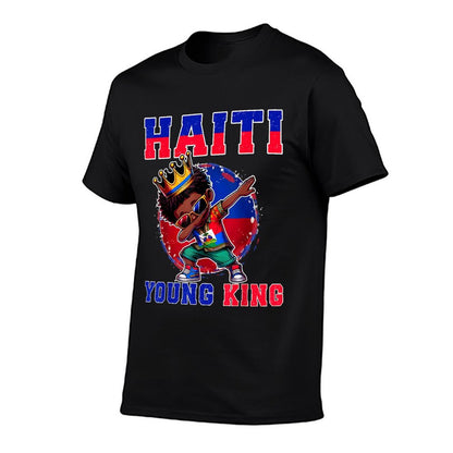 Haiti Young King Haiti Flag Melanin for Black Boys Kids  Eco-friendly Material T-Shirt