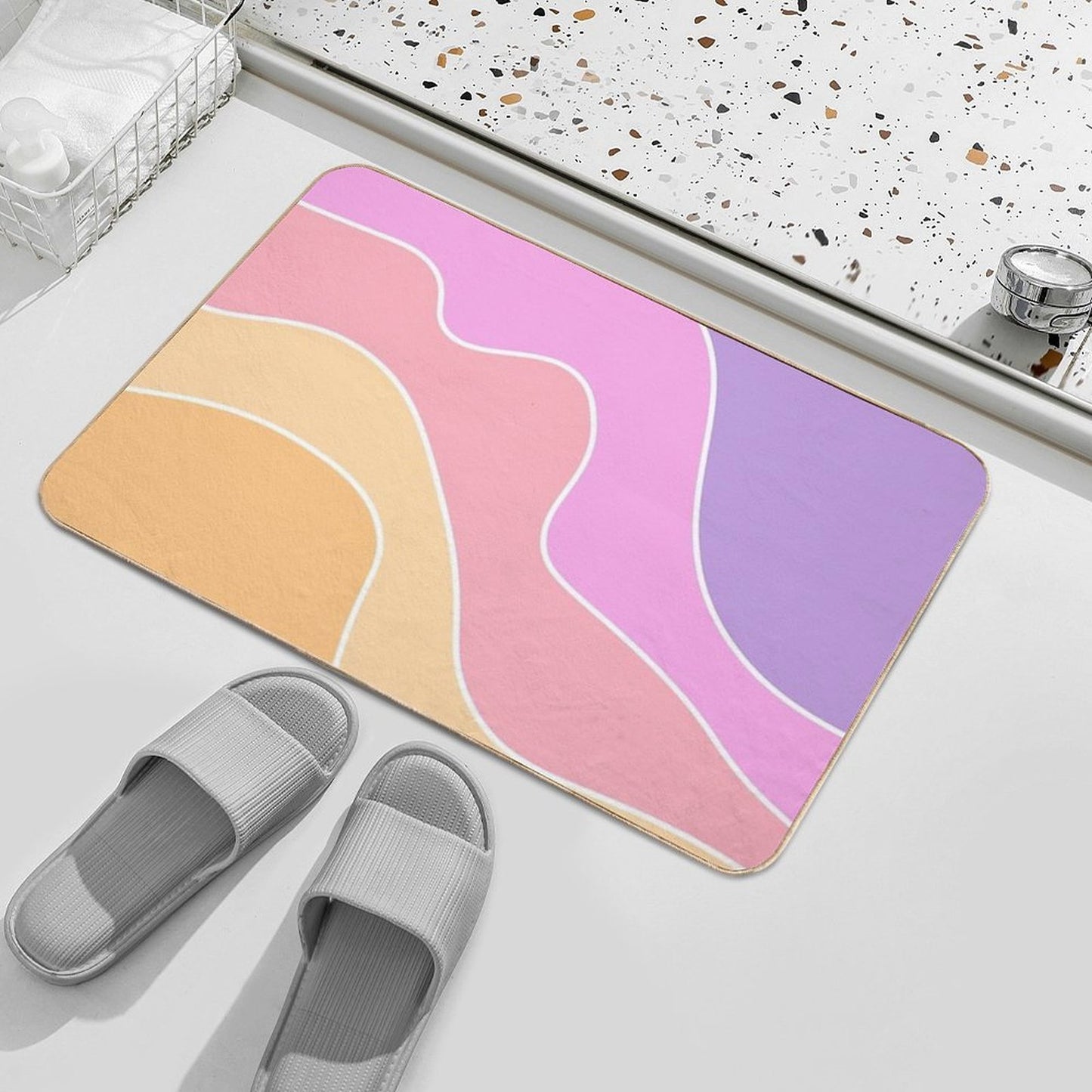 Retro Pastel Waves  Toxin-Free Bath Mat