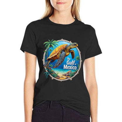Gulf of Mexico Turtle Colorful Mexican Men Women Kids  Heathered Texture T-Shirt