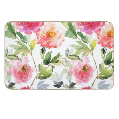 Coral Pink Summer Peonies  Multi-Purpose Bath Mat