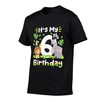 Jungle Safari 6th Birthday Zoo Animal Six Years Old Kids  Affordable Price T-Shirt