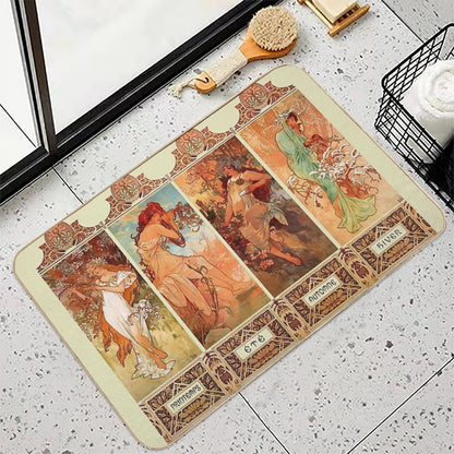 Alphonse Mucha Four Seasons Art Nouveau  Odorless Bath Mat