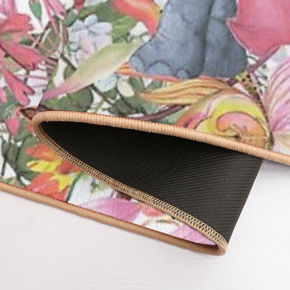 Elephant in Flower Jungle Botanical Garden  Slip-Resistant Bath Mat