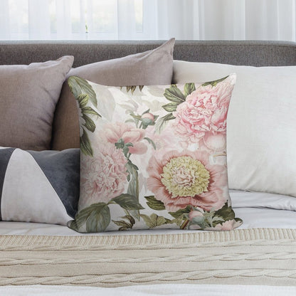 Vintage Botanical Blush Peony Flowers Botanical Garden Pattern Soft Style Accent Throw Pillow