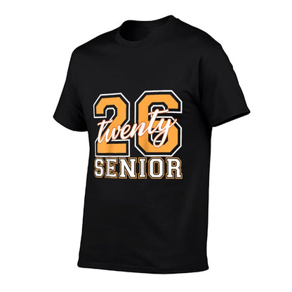Senior Class 2026 Graduation Varsity Orange Letters Raglan Baseball  Polyester Blend T-Shirt