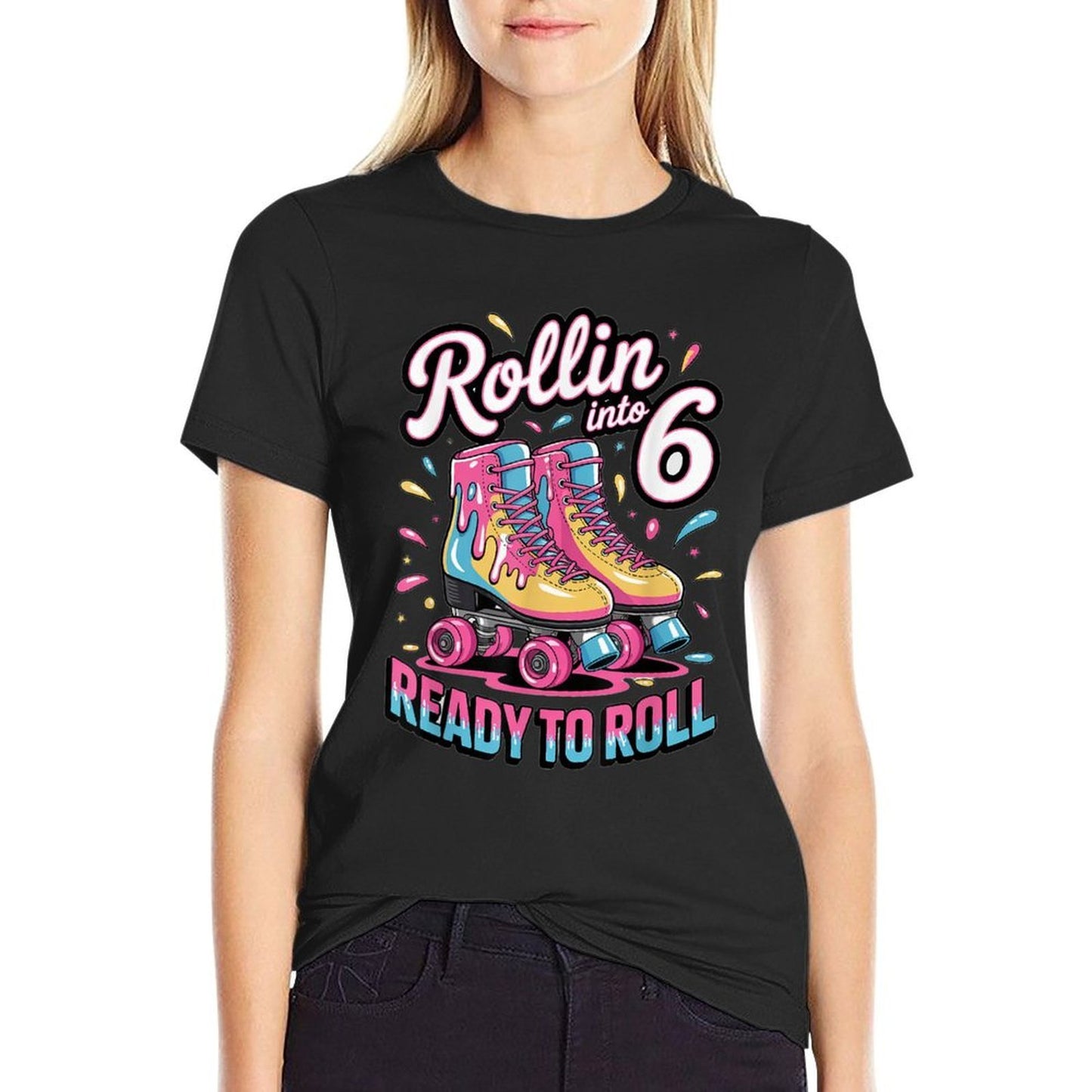 6th Birthday Girl 6 Year Old Girls Roller Skating Boys  Breathable T-Shirt