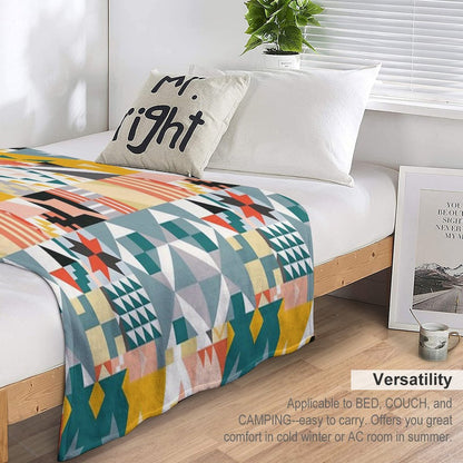 Colorful Tiles Pattern Premium Throw Blanket