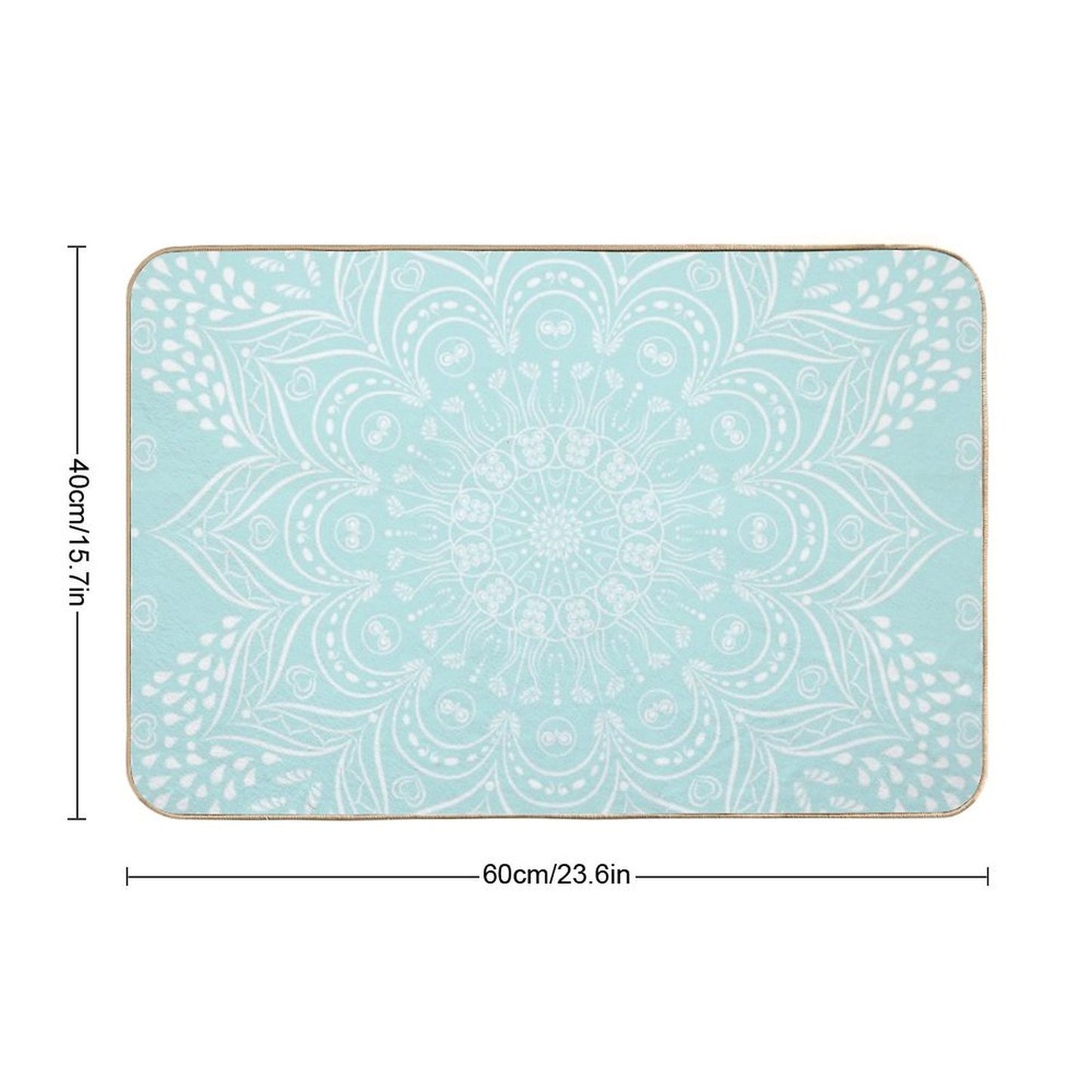 Elegant Neo Mint Boho Mandala  Non-Slip Bath Mat