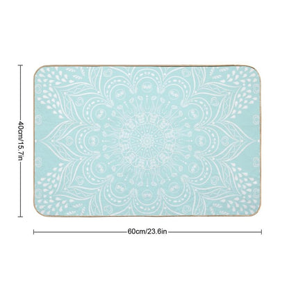 Elegant Neo Mint Boho Mandala  Non-Slip Bath Mat