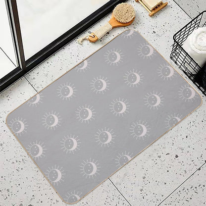 Pretty Sun And Moon Pattern Soft Aesthetic In Muted Colors Gray Taupe  Non-Slip Bath Mat