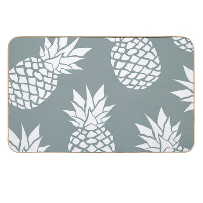 Hawaii Tropical Pineapple, Teal And White  Long-Lasting Bath Mat