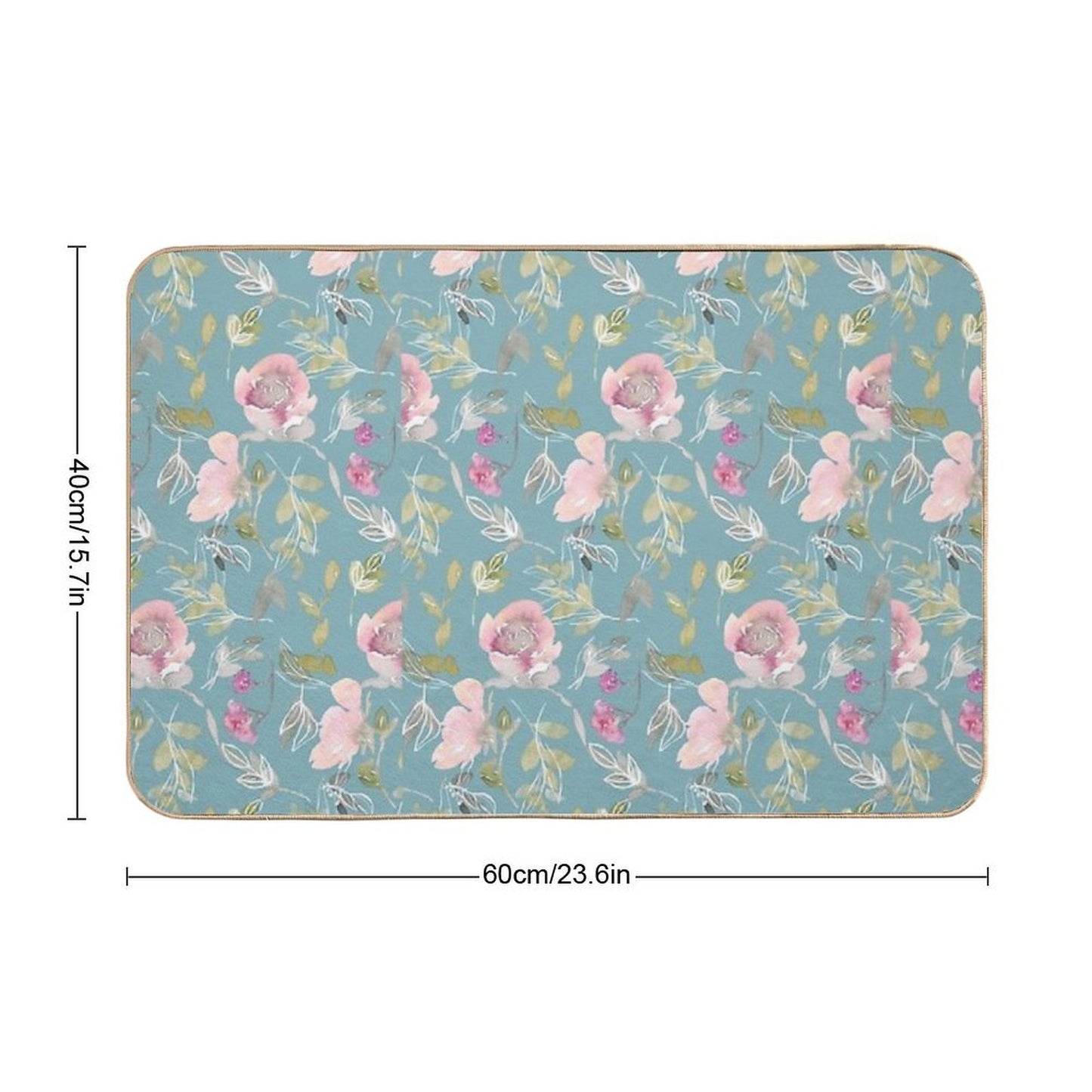Light Blue Blossoming Floral Pattern  Absorbent Bath Mat