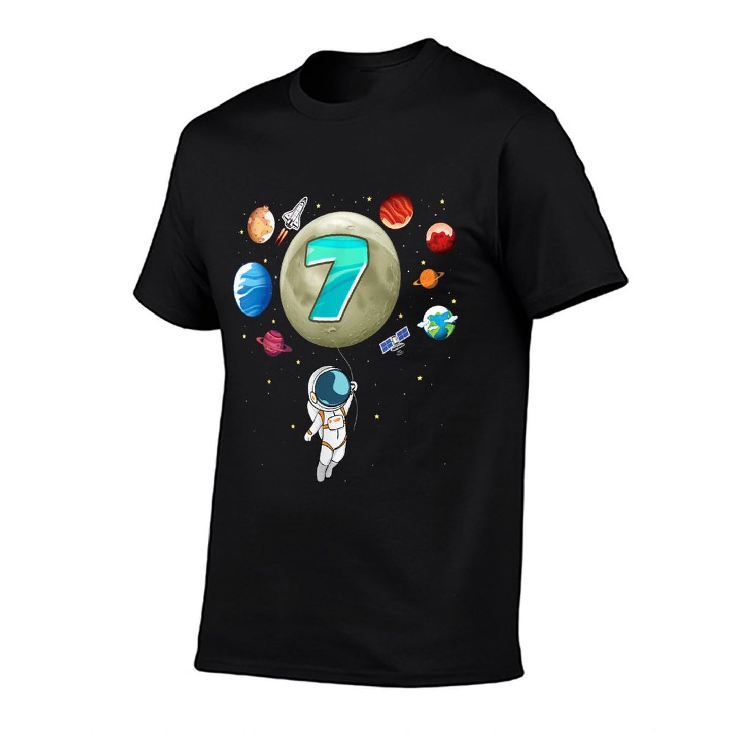 7th Birthday Space Lover Astronaut 7 Years Old Bday  Wrinkle-resistant T-Shirt